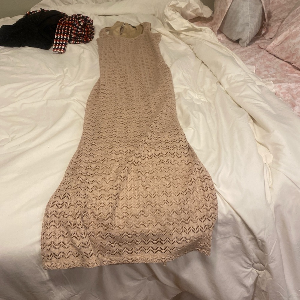 Cream Sleeveless Spaghetti Strap Bodycon Maxi Dress